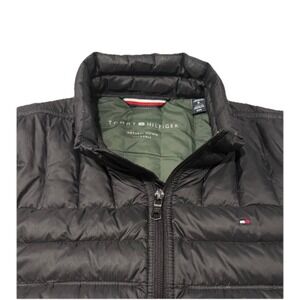 TOMMY HILFIGER Black Down Puffer Jacket Lightweight Black Men's Small Full Zip
